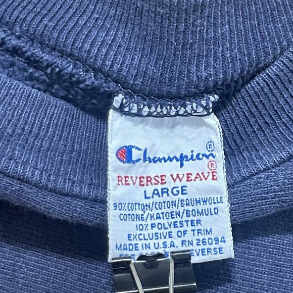 VTG Champion Sweater Mens Large Navy Reverse Weave Notre Dame Fighting Irish USA - Picture 6 of 11